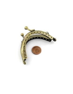 Fermoir porte monnaie arrondi en métal travaillé de couleur bronze 7cm style rétro 2