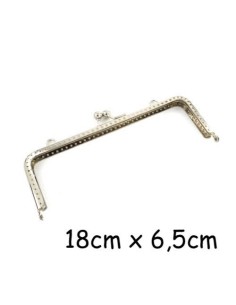 Fermoir sac en métal argenté 18cm avec attache sur le dessus clic clac, clasp