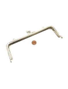 Fermoir sac en métal argenté 18cm avec attache sur le dessus clic clac, clasp 2