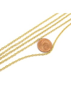 chaînette fine doré maille forçat en acier inoxydable 3mm x 2,4mm 2