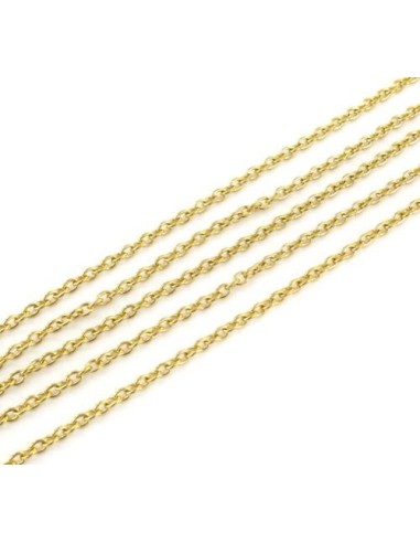 chaînette fine maille forçat en acier inoxydable doré 