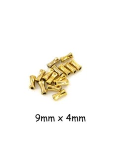 Perles petit tube en métal doré légèrement incurvé 4mm x 9mm