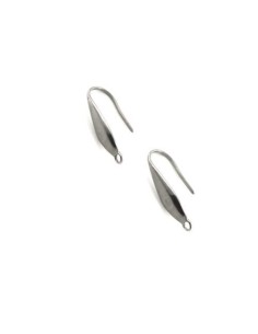 Support boucles d'oreilles crochet losange effilé en acier inoxydable argenté - 4 paires hameçons 2