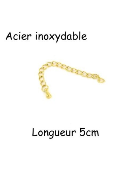 Chainette d'extension doré avec breloque goutte larme en acier inoxydable