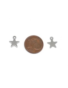 petite breloque étoile argenté en acier inoxydable 9mm 2
