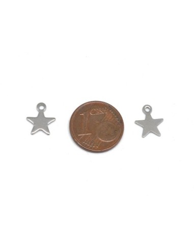 petit pendentif étoile argenté en acier inoxydable 9mm