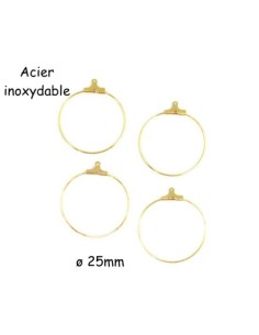 Supports Créoles doré 25mm en acier inoxydable, boucles d'oreilles à agrémenter