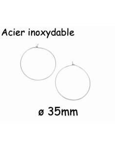 créole argenté fine 35mm en acier inoxydable - 2 paires