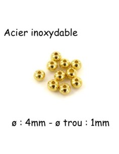Perle ronde 4mm en acier inoxydable doré