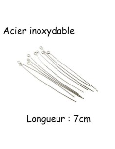 tiges clous à oeil, oeillet  7cm en métal acier inox argenté