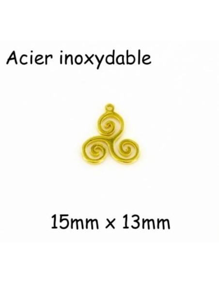 breloque Triskel style celtique doré en acier inoxydable