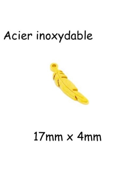 Petits pendentifs plume doré en acier inoxydable 17mm