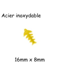 breloque arête de poisson doré en acier inoxydable 16mm x 8mm