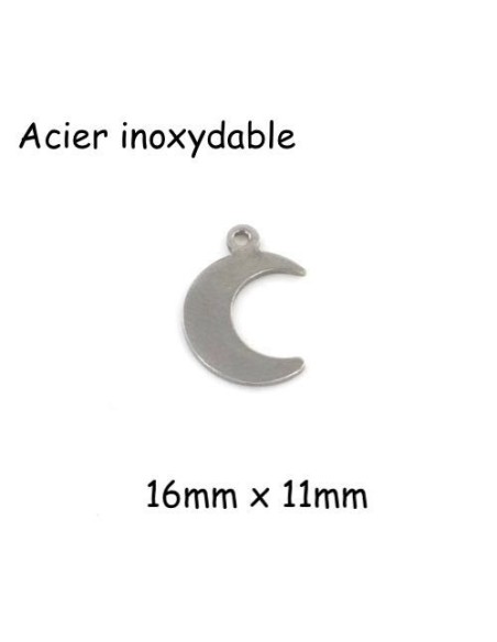 pendentif lune en acier inoxydable argenté 16mm pendentif lune en acier inoxydable argenté 16mm