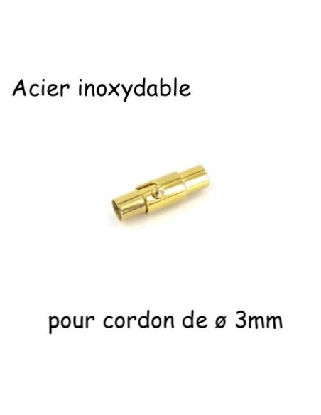 Fermoir aimanté doré pour cordon de 3mm en acier inoxydable Fermoir aimanté doré pour cordon de 3mm en acier inoxydable