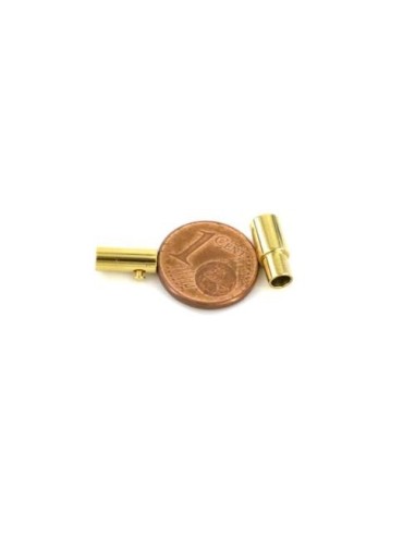 Fermoir aimanté rond doré pour cordon de 3mm en acier inoxydable