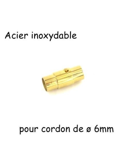 Fermoir aimanté doré pour cordon de 6mm en acier inoxydable