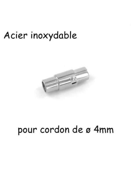 Fermoir aimanté argenté pour cordon de 4mm en acier inoxydable