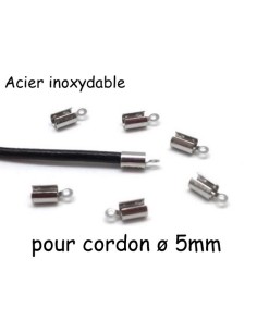 Embout serre fil en acier inoxydable pour cordon cuir de 5mm