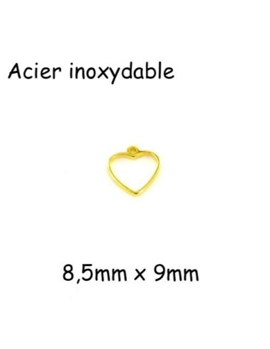Petit pendentif coeur doré en acier inoxydable 9mm