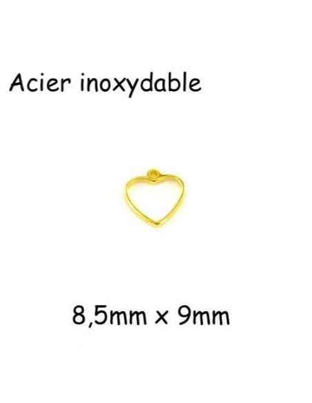 Petit pendentif coeur doré en acier inoxydable 9mm