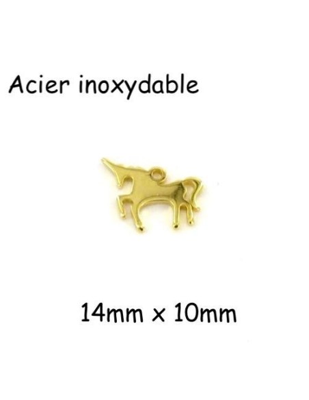 petit pendentif licorne doré en acier inoxydable 14mm