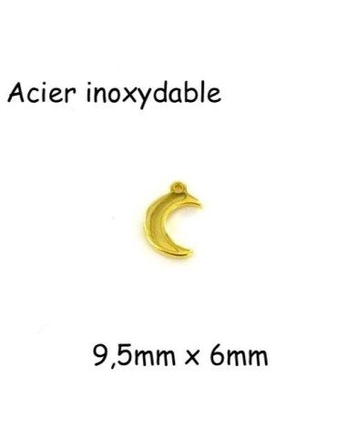 Petit pendentif lune doré en acier inoxydable 9mm