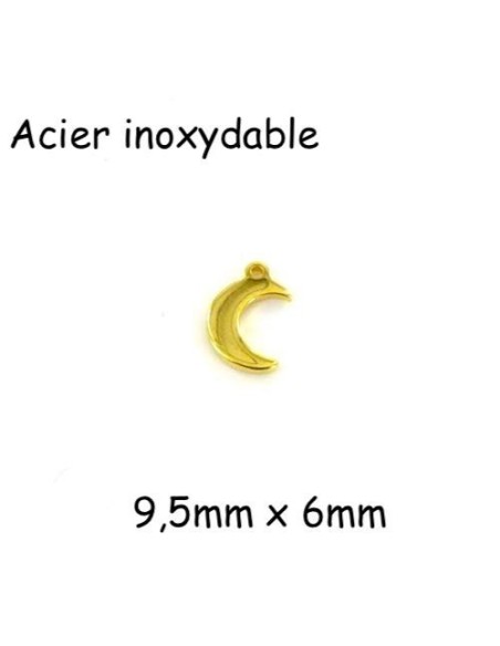 Petit pendentif lune doré en acier inoxydable 9mm