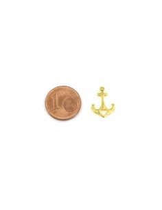 petit pendentif ancre marine doré en acier inoxydable travaillé d'un coeur évidé 15mm 2