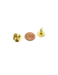 puce de boucles d'oreilles en acier inox doré forme sequin motif fleur 2