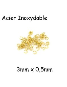 Anneau de jonction doré en acier inoxydable 3mm x 0,5mm