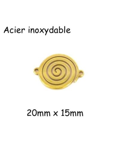 Perle connecteur spirale en acier inoxydable doré