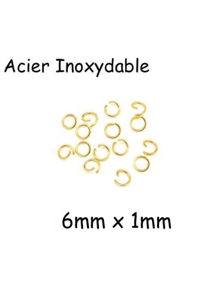 Anneaux de jonction doré en acier inoxydable 6mm x 1mm