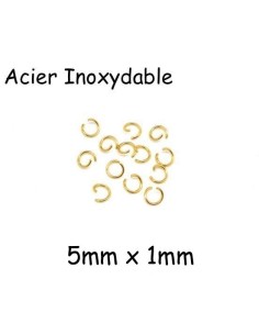 anneaux de jonction doré 5mm résistant en acier inoxydable 5mm x 1mm - anneaux ouverts