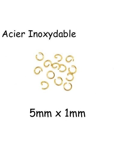 anneaux de jonction doré 5mm résistant en acier inoxydable 5mm x 1mm - anneaux ouverts