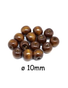perles en bois ronde 10mm marron