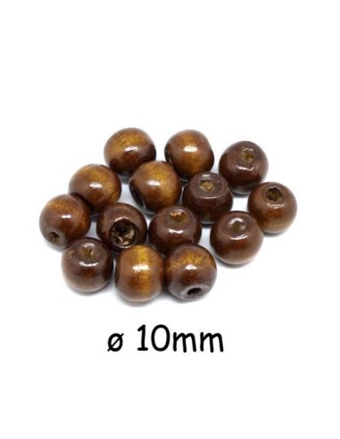 perles en bois ronde 10mm marron