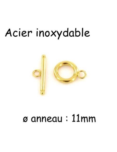 Petit Fermoir toggle doré en acier inoxydable 11mm - fermoir en T doré