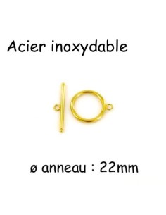 Grand Fermoir toggle doré en acier inoxydable 22mm - fermoir bascule doré - fermoir en T