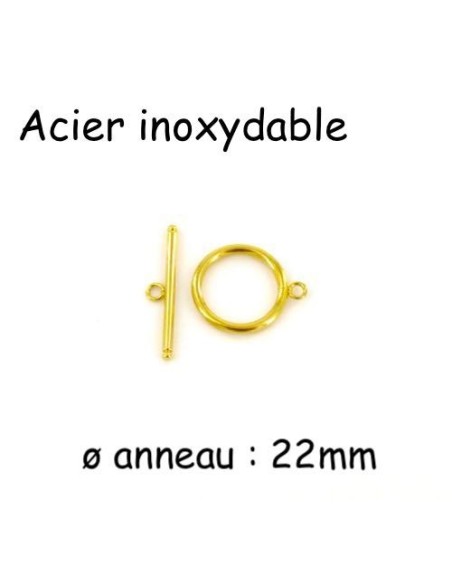 Grand Fermoir toggle doré en acier inoxydable 22mm - fermoir bascule doré - fermoir en T