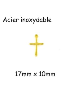 Pendentif croix doré en acier inoxydable pour création collier