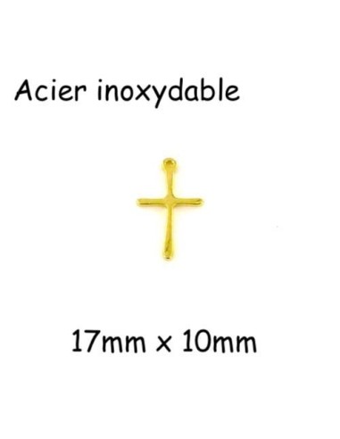 Pendentif croix doré en acier inoxydable pour création collier