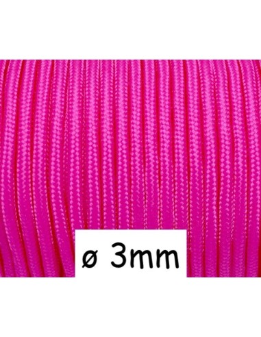 Paracorde 3mm cordon nylon tressé corde nylon gainé rose vif