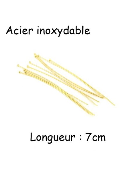Tige en acier inoxydable doré bout bille 7cm Tige en acier inoxydable doré bout bille 7cm