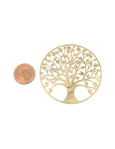 Grand pendentif arbre de vie coeur en filigrane rond fin - métal doré 2