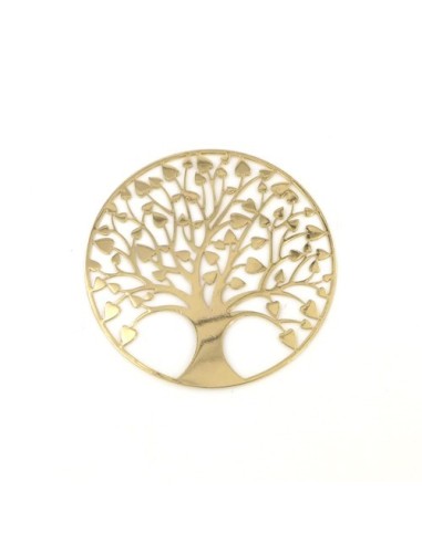 Arbre de vie métal doré feuilles coeur