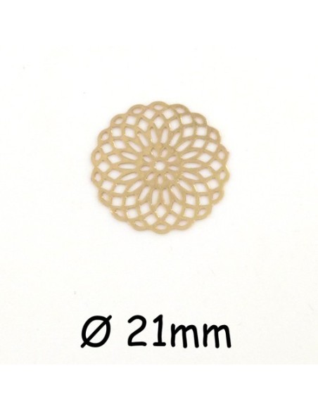 Petite estampe fleur rosace géométrique en métal doré