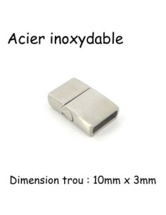 Fermoir aimanté en acier inoxydable argenté brossé pour lanière de 10mm