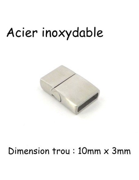 Fermoir aimanté en acier inoxydable argenté brossé pour lanière de 10mm Fermoir aimanté en acier inoxydable argenté brossé pour lanière de 10mm