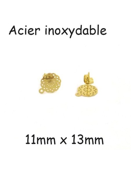 Clous puce de boucles d'oreilles en acier inoxydable doré filigrane rosace